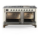Ilve UM60FQNR3AWB Ilve Um60Fqnr3Awb Majestic Iii 60 Inch Dual Fuel Range With 9 Burners And Griddle, Dual Function Burner Up To 25,000 Btu (Natural Gas, Solid Door, Antique White, Burnished)