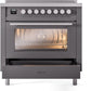 Ilve UPI366WMPMG Professional Plus Ii 36 Inch Electric Freestanding Range In Matte Graphite With Trim