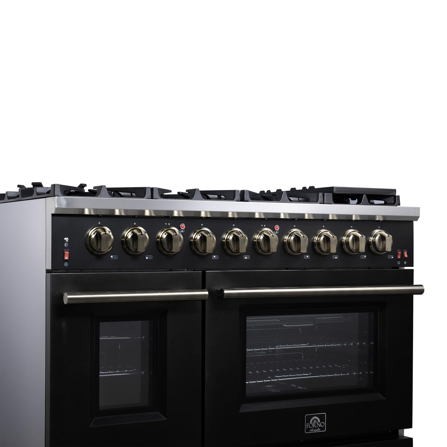 Forno FFSGS623948BLK Forno Massimo 48-Inch Black Freestanding Gas Range, 8 Burners, True Convection Oven