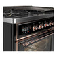 Ilve UM48FNR3BKP Ilve Um48Fnr3Bkp Majestic Iii 48 Inch Dual Fuel Range With 8 Burners And Griddle, Dual Function Burner Up To 25,000 Btu (Natural Gas, Triple Glass Door, Glossy Black, Copper)