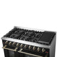 Forno FFSGS624448BLK Forno Galiano 48-Inch Gas Range Black & Antique Brass Design, 8 Burners, 107,000 Btu, Griddle, 6.58 Cu.Ft. Double Ovens