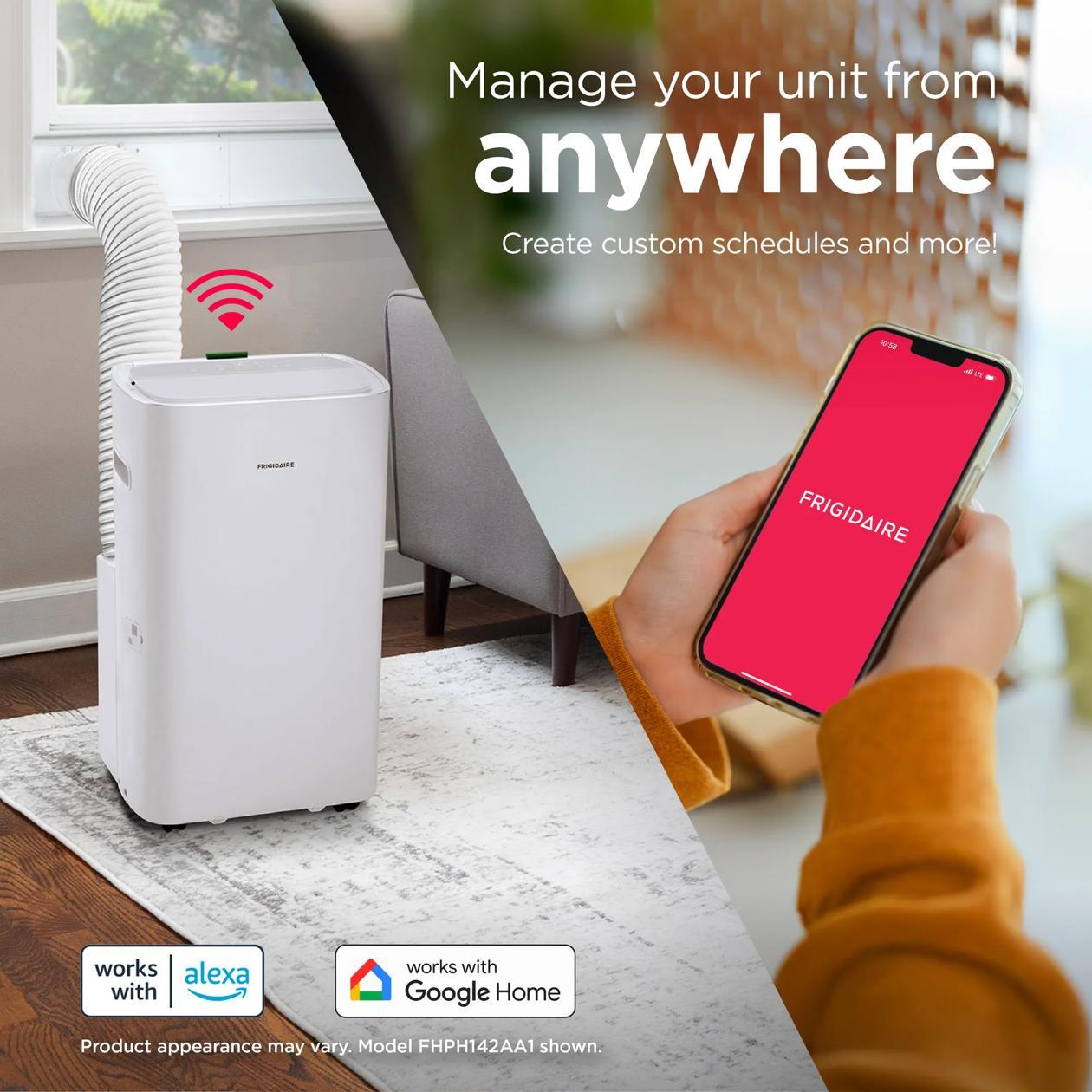 Frigidaire FHPH142AA1 3-In-1 Connected Portable Room Air Conditioner With Supplemental Heat 14,000 Btu (Ashrae) / 10,000 Btu (Doe)