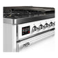 Ilve UM48FQNR3WHCLP Ilve Um48Fqnr3Whclp Majestic Iii 48 Inch Dual Fuel Range With 8 Burners And Griddle, Dual Function Burner Up To 25,000 Btu (Liquid Propane, Solid Door, White, Chrome)