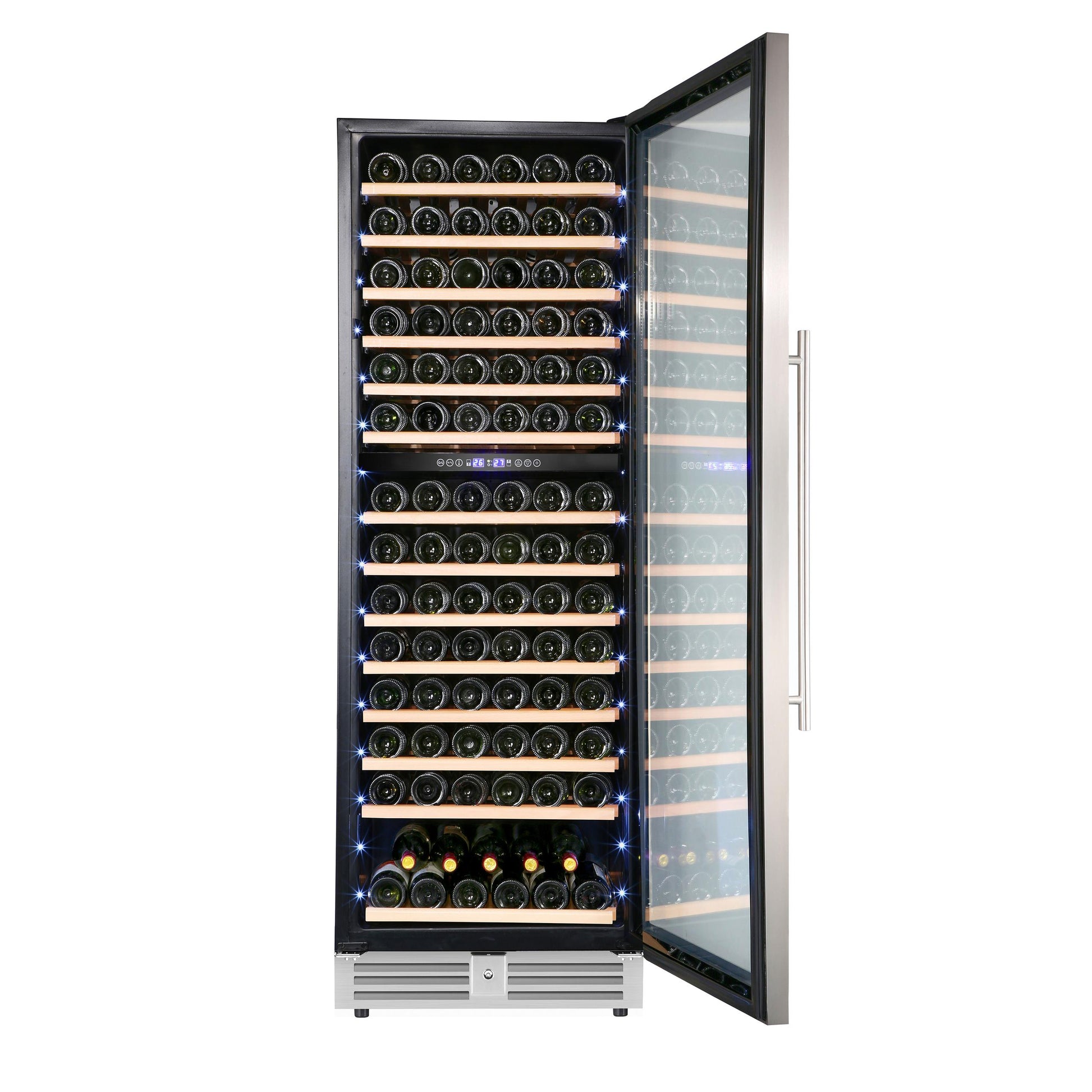 Avanti WCF148DE3S1 Avanti Refresh Dual-Zone Wine Cooler, 148 Bottle Capacity, Wood Accent Shelves, In Stainless Steel (Wcf148De3S-1)