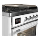 Ilve UM48FSNR3WHCLP Ilve Um48Fsnr3Whclp Majestic Iii 48 Inch Dual Fuel Range With 5 Black Brass Burners, Griddle And French Top, Dual Function Burner Up To 25,000 Btu (Liquid Propane, Triple Glass Door, White, Chrome)