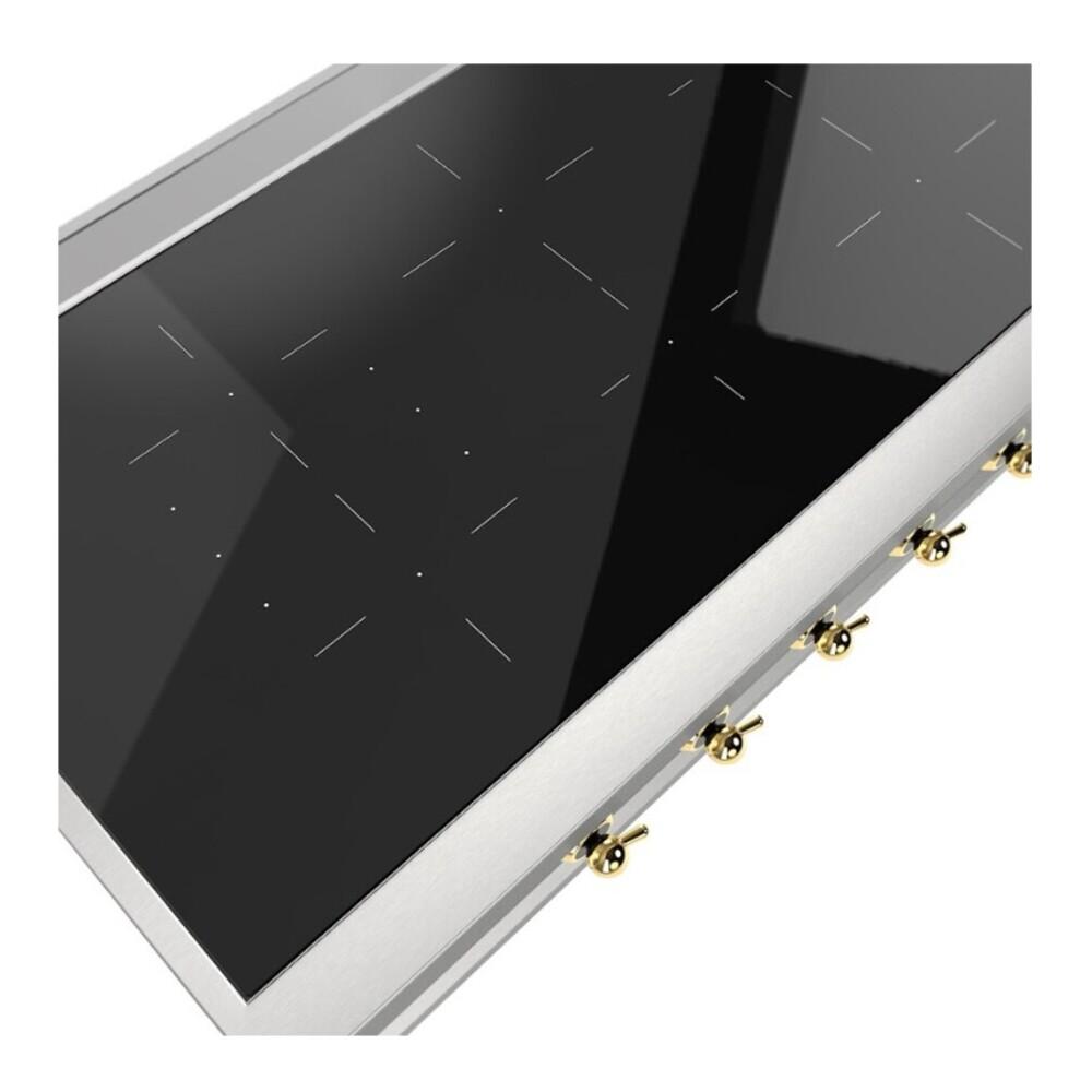 Ilve UHCPI486NSSG Ilve Uhcpi486Nssg Nostalgie Ii 48 Inch Built-In Induction Rangetop With 6 Elements (Stainless Steel, Brass)