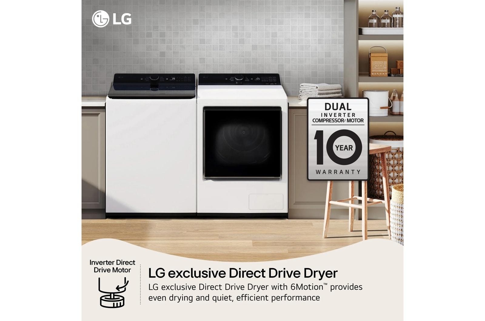 Lg DLHC8402W 7.3 Cu. Ft. Ultra Large Capacity Smart Rear Control Ventless Dryer With Dual Inverter Heat Pump Technology And Inverter Direct Drive Motor System