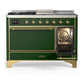 Ilve UM48FSQNR3EGGLP Ilve Um48Fsqnr3Egglp Majestic Iii 48 Inch Dual Fuel Range With 5 Black Brass Burners, Griddle And French Top, Dual Function Burner Up To 25,000 Btu (Liquid Propane, Solid Door, Emerald Green, Brass)
