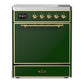 Ilve UMIB30QNR3EGG Ilve Umib30Qnr3Egg Majestic Iii 30 Inch Induction Range With 4 Elements, 4 Cu. Ft. Oven Capacity (Solid Door, Emerald Green, Brass)