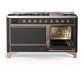 Ilve UM60FQNR3MGP Ilve Um60Fqnr3Mgp Majestic Iii 60 Inch Dual Fuel Range With 9 Burners And Griddle, Dual Function Burner Up To 25,000 Btu (Natural Gas, Solid Door, Graphite Matte, Copper)