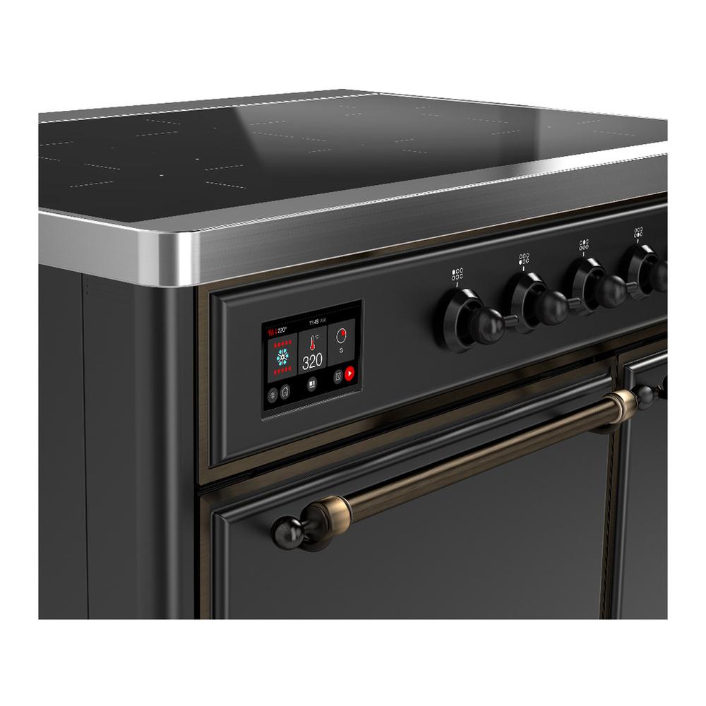 Ilve UMDIB40QNR3MGB Ilve Umdib40Qnr3Mgb Majestic Iii 40 Inch Induction Range With 6 Elements, 3.82 Cu. Ft. Total Oven Capacity (Solid Door, Graphite Matte, Burnished)