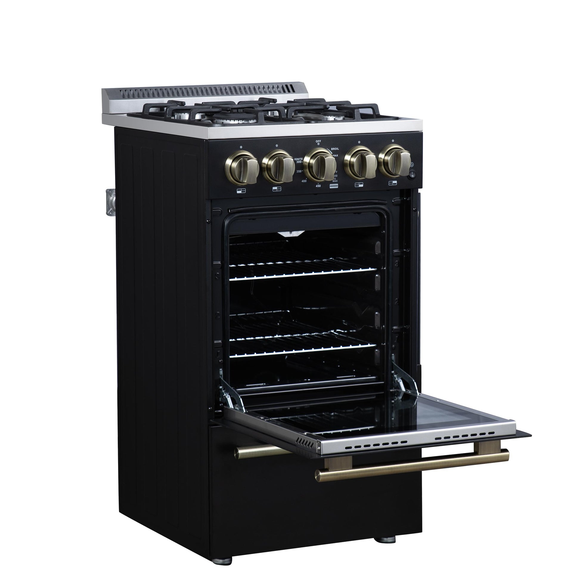 Forno FFSGS626520BLK Forno Lamazze 20 Inch Freestanding Gas Range In Black, Compact Design