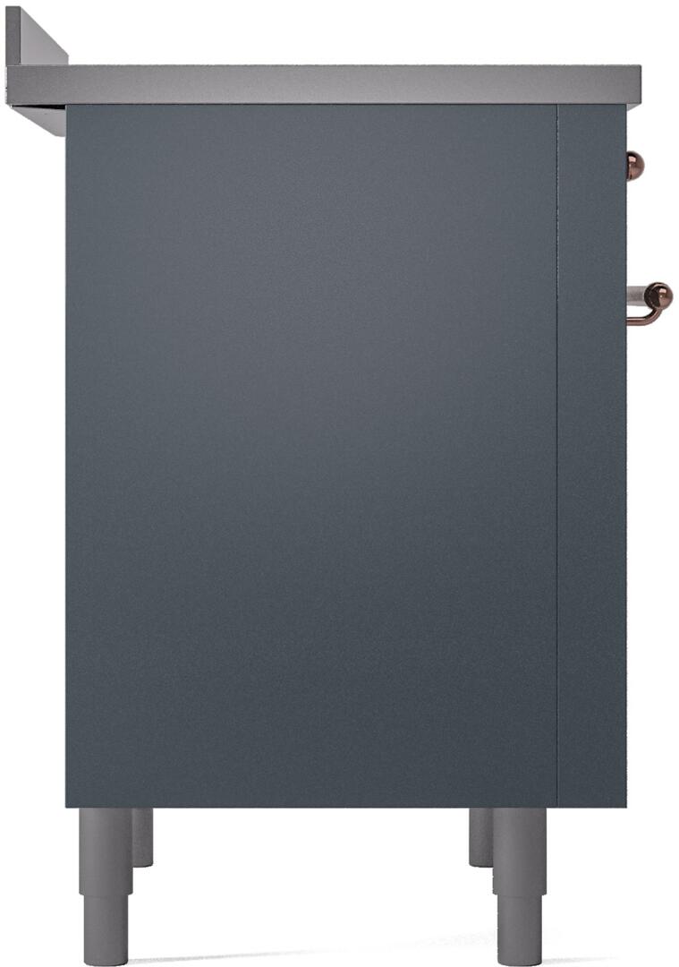 Ilve UPI366NMPBGP Nostalgie Ii 36 Inch Electric Freestanding Range In Blue Grey With Copper Trim