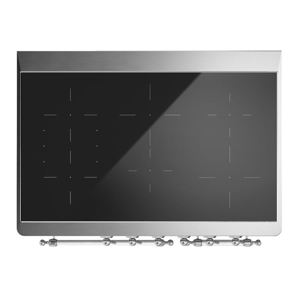 Ilve UMDIB40QNR3BKC Ilve Umdib40Qnr3Bkc Majestic Iii 40 Inch Induction Range With 6 Elements, 3.82 Cu. Ft. Total Oven Capacity (Solid Door, Glossy Black, Chrome)
