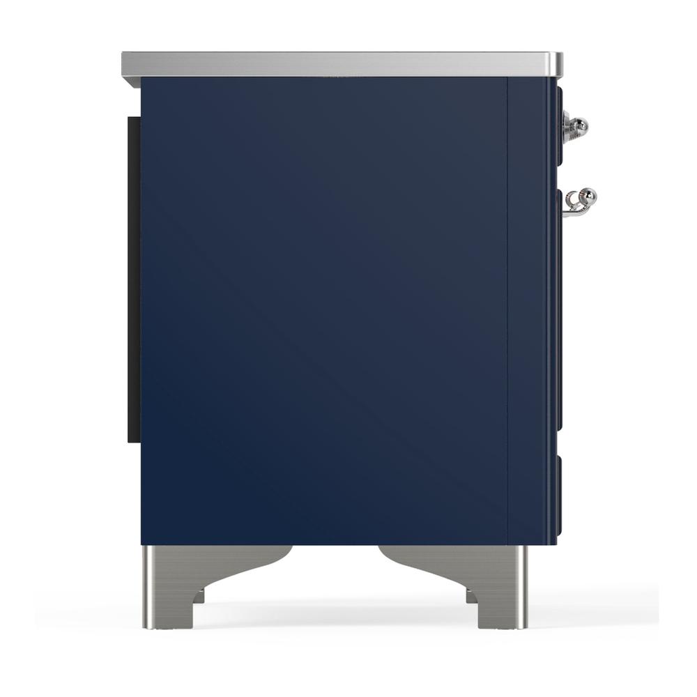 Ilve UMDIB40QNR3MBC Ilve Umdib40Qnr3Mbc Majestic Iii 40 Inch Induction Range With 6 Elements, 3.82 Cu. Ft. Total Oven Capacity (Solid Door, Midnight Blue, Chrome)