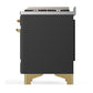 Ilve UM36FNR3MGG Ilve Um36Fnr3Mgg Majestic Iii 36 Inch Dual Fuel Range With 6 Black Brass Burners And Griddle, Dual Function Burner Up To 25,000 Btu (Triple Glass Door, Graphite Matte, Brass, Natural Gas)