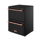 Thor Kitchen RF24UBRSG 24 Inch Undercounter Built-In Or Freestanding Drawer Refrigerator - Black/Rose Gold Gordon Ramsay Series