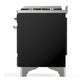 Ilve UM60FNR3BKCLP Ilve Um60Fnr3Bkclp Majestic Iii 60 Inch Dual Fuel Range With 9 Burners And Griddle, Dual Function Burner Up To 25,000 Btu (Liquid Propane, Triple Glass Door, Glossy Black, Chrome)