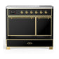 Ilve UMDIB40QNR3BKG Ilve Umdib40Qnr3Bkg Majestic Iii 40 Inch Induction Range With 6 Elements, 3.82 Cu. Ft. Total Oven Capacity (Solid Door, Glossy Black, Brass)