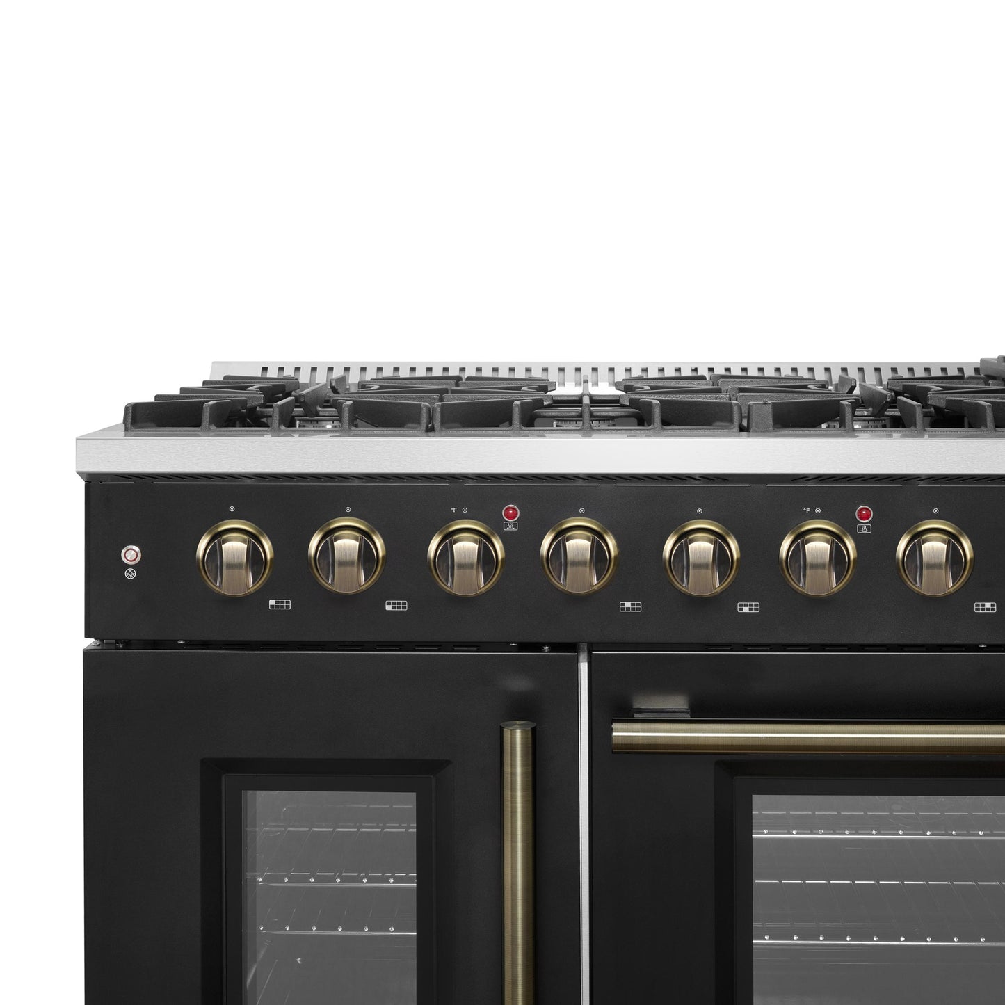 Forno FFSGS644448BLK Forno Galiano 48" Freestanding French Door Gas Range In Black