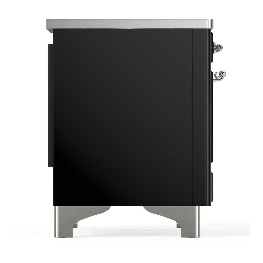 Ilve UMDIB40QNR3BKC Ilve Umdib40Qnr3Bkc Majestic Iii 40 Inch Induction Range With 6 Elements, 3.82 Cu. Ft. Total Oven Capacity (Solid Door, Glossy Black, Chrome)