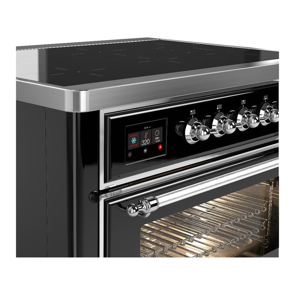 Ilve UMIB36NR3BKC Ilve Umib36Nr3Bkc Majestic Iii 36 Inch Induction Range With 6 Elements, 3.5 Cu. Ft. Total Oven Capacity (Triple Glass Door, Glossy Black, Chrome)