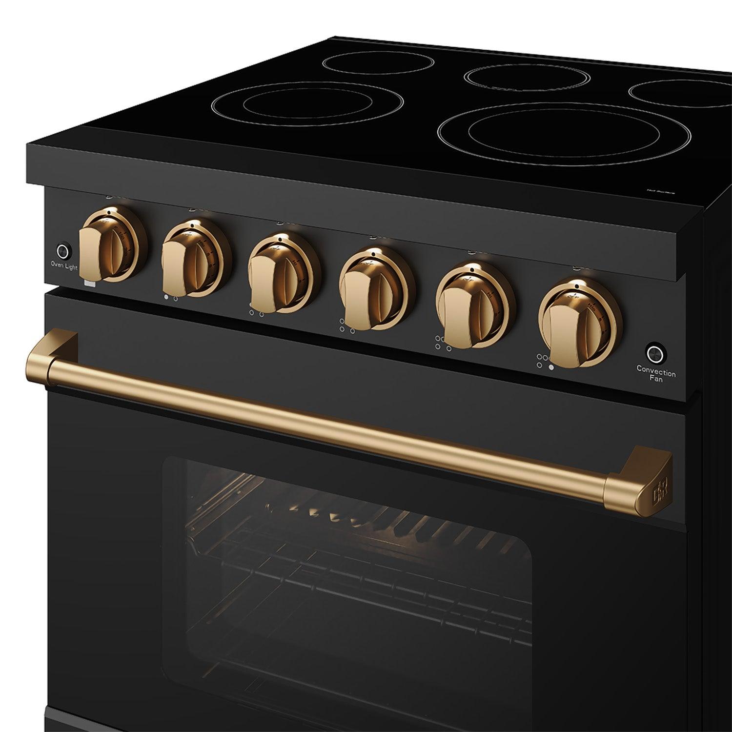 Thor Kitchen RSE30PBBRZ 30 Inch Professional Electric Range With Precision Knob Control In Black And Bronze Gordon Ramsay Series