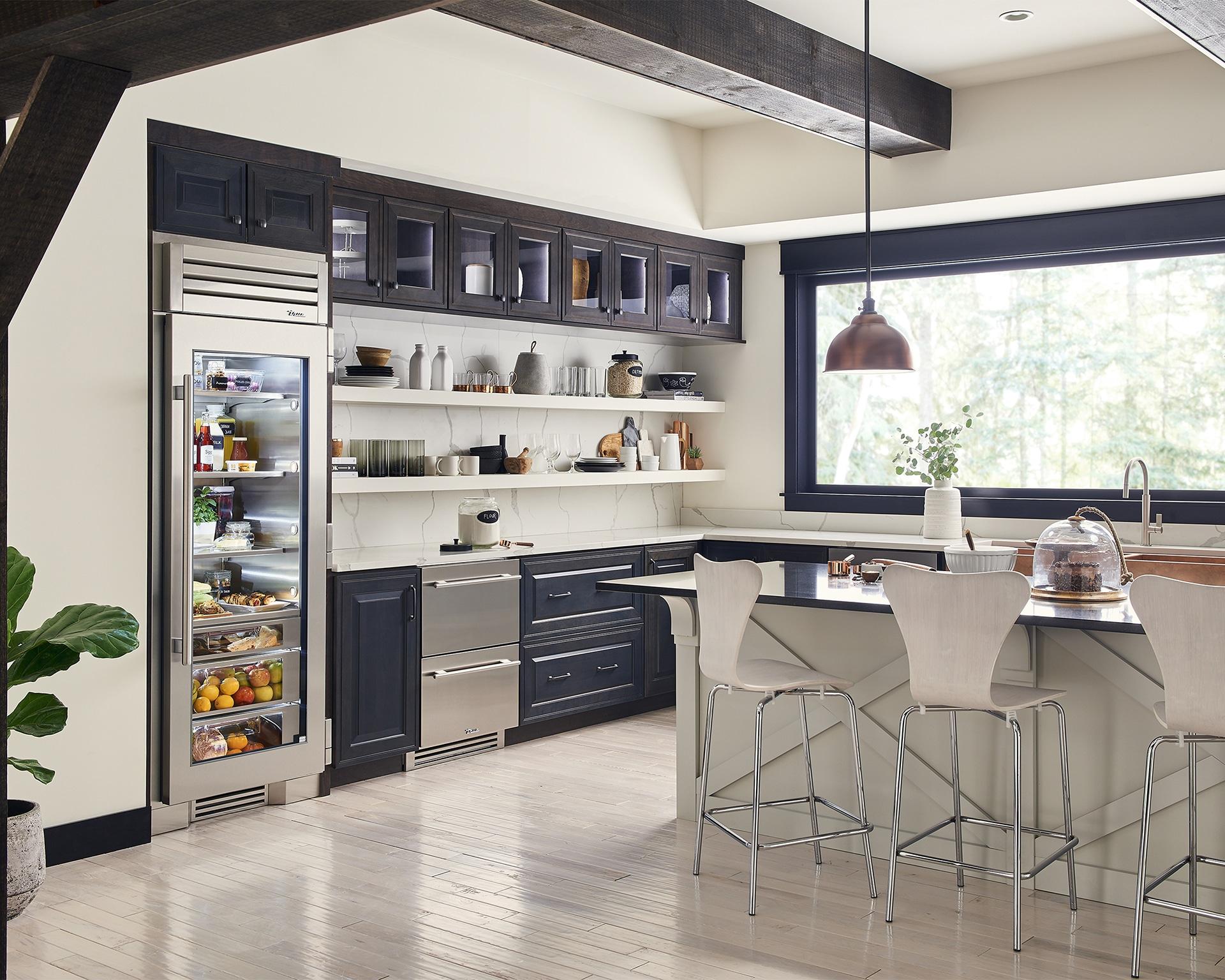 True Residential TUR24DOPC 24 Inch Overlay Panel Door Undercounter Refrigerator Drawer