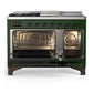 Ilve UM48FSQNR3EGB Ilve Um48Fsqnr3Egb Majestic Iii 48 Inch Dual Fuel Range With 5 Black Brass Burners, Griddle And French Top, Dual Function Burner Up To 25,000 Btu (Natural Gas, Solid Door, Emerald Green, Burnished)