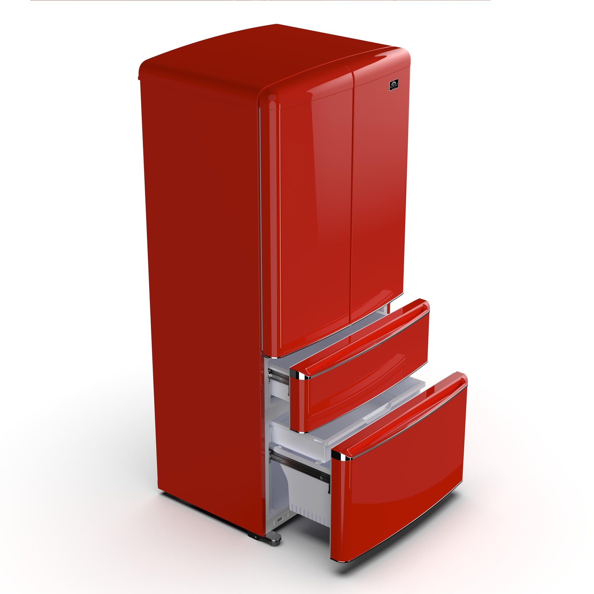 Forno FFFFD179133RED Forno Luigi 33-Inch French Door Refrigerator, 18 Cu.Ft, Red Finish, Handle-Free Design, Energy Star Certified