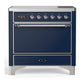 Ilve UMIB36QNR3MBC Ilve Umib36Qnr3Mbc Majestic Iii 36 Inch Induction Range With 6 Elements, 3.5 Cu. Ft. Total Oven Capacity (Solid Door, Midnight Blue, Chrome)