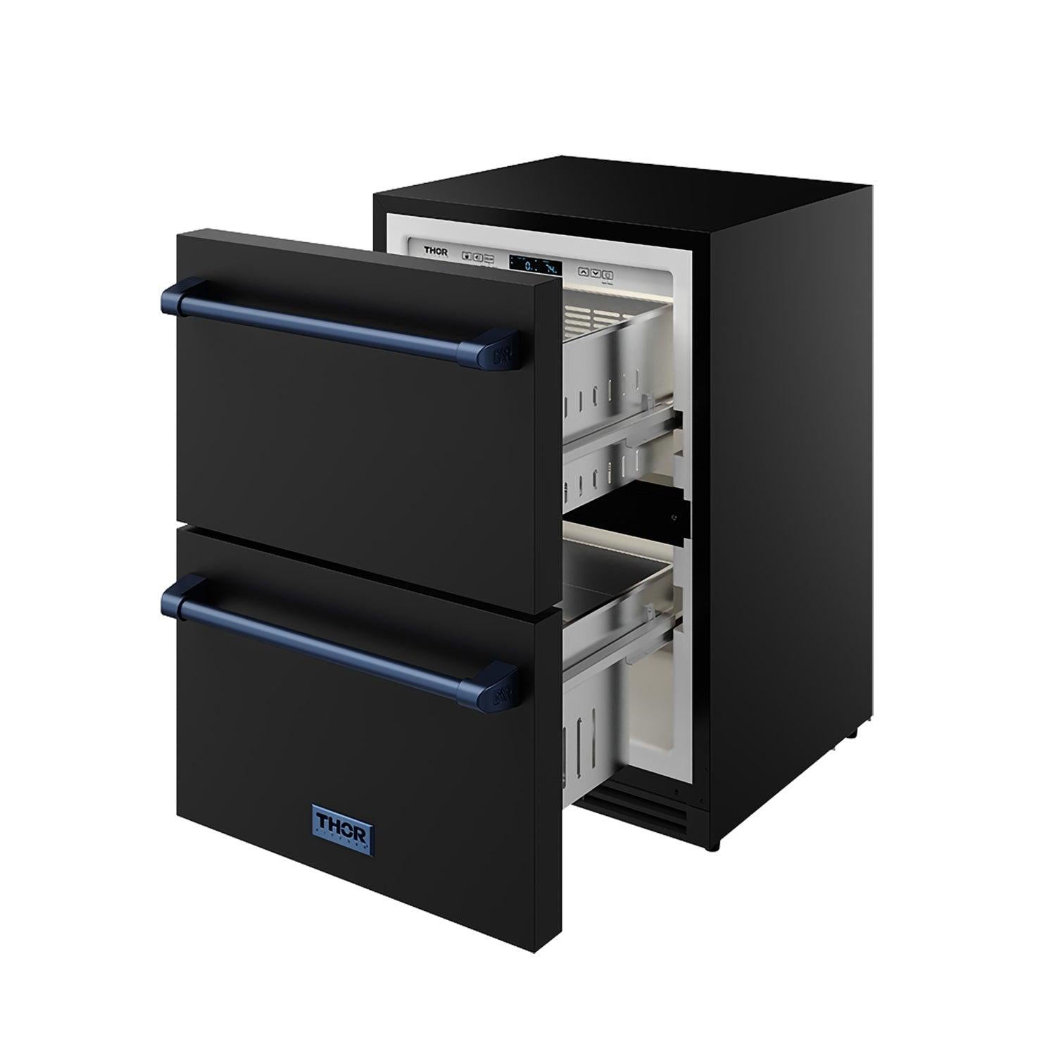 Thor Kitchen RF24UBBLU 24 Inch Undercounter Built-In Or Freestanding Drawer Refrigerator - Black/Blue Gordon Ramsay Series