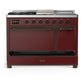 Ilve UM48FSQNR3BUB Ilve Um48Fsqnr3Bub Majestic Iii 48 Inch Dual Fuel Range With 5 Black Brass Burners, Griddle And French Top, Dual Function Burner Up To 25,000 Btu (Natural Gas, Solid Door, Burgundy, Burnished)