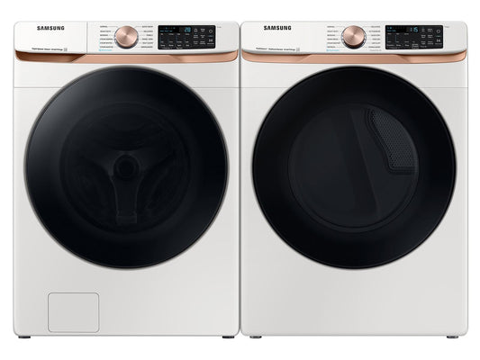 Samsung F1679513898170 Extra Large Capacity Smart Front Load Washer And Gas Dryer Set With Super Speed Wash, Steam Sanitize+, And Sensor Dry In Ivory