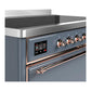 Ilve UMIB48QNR3BGP Ilve Umib48Qnr3Bgp Majestic Iii 48 Inch Induction Range With 6 Elements, 5.02 Cu. Ft. Total Oven Capacity (Solid Door, Blue Grey, Copper)