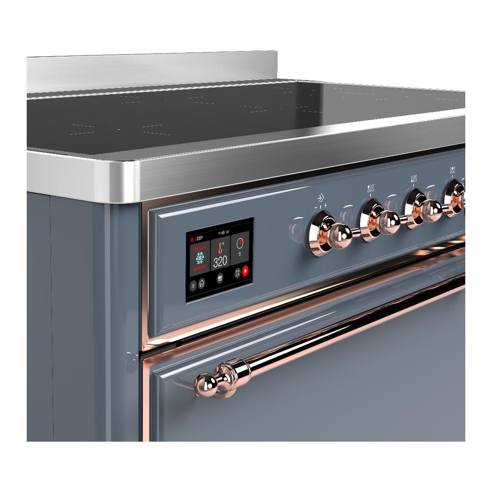 Ilve UMIB48QNR3BGP Ilve Umib48Qnr3Bgp Majestic Iii 48 Inch Induction Range With 6 Elements, 5.02 Cu. Ft. Total Oven Capacity (Solid Door, Blue Grey, Copper)