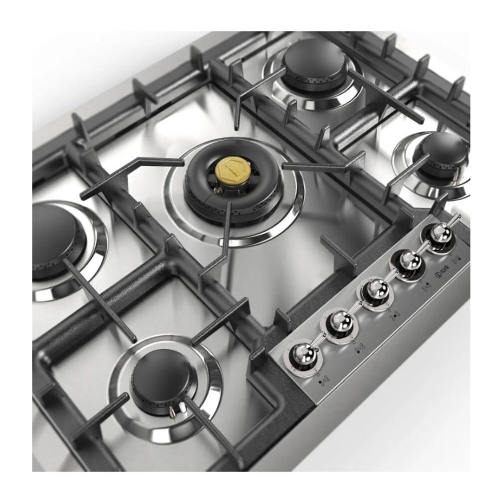 Ilve UHCPT75NSSC Ilve Uhcpt75Nssc Nostalgie Ii 30 Inch Built-In Gas Cooktop With 5 Burners, In Stainless Steel (Natural Gas, Chrome)