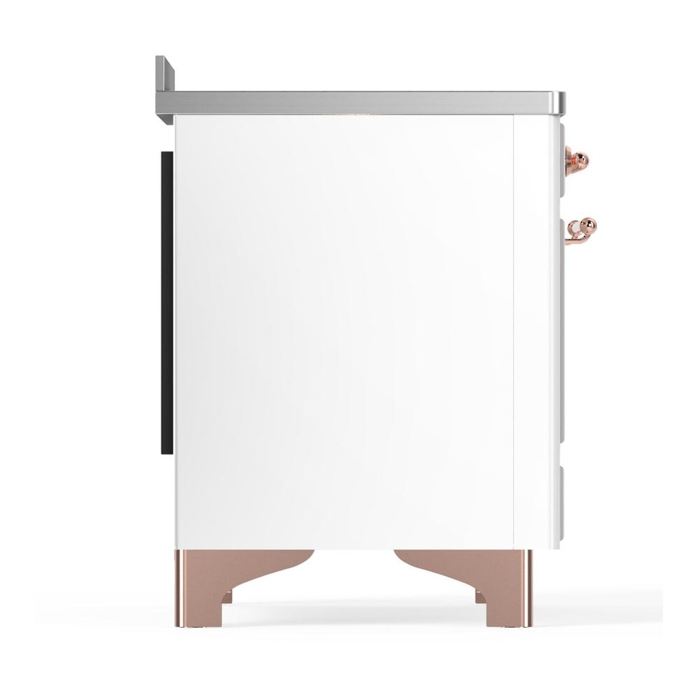 Ilve UMIB48NR3WHP Ilve Umib48Nr3Whp Majestic Iii 48 Inch Induction Range With 6 Elements, 5.02 Cu. Ft. Total Oven Capacity (Triple Glass Door, White, Copper)