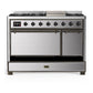 Ilve UM48FQNR3SSB Ilve Um48Fqnr3Ssb Majestic Iii 48 Inch Dual Fuel Range With 8 Burners And Griddle, Dual Function Burner Up To 25,000 Btu (Natural Gas, Solid Door, Stainless Steel, Burnished)