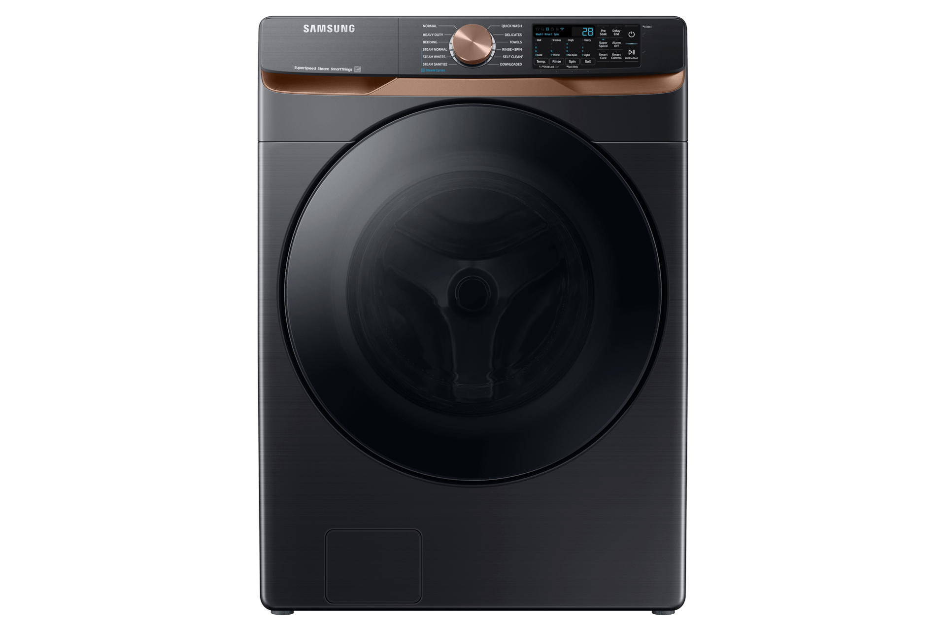 Samsung F1679514478305 Extra Large Capacity Smart Front Load Washer And Gas Dryer Set With Super Speed Wash, Steam Sanitize+, And Sensor Dry In Brushed Black