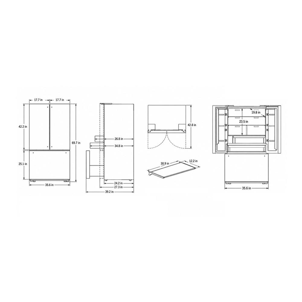 Verona VEBFD3620WIFS Verona Vebfd3620Wifs 36 Inch French Door Counter-Depth Refrigerator With 20.2 Cu. Ft. Total Capacity, Internal Water Dispenser, Automatic Ice Maker In Stainless Steel