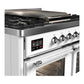 Ilve UMD40FNR3WHC Ilve Umd40Fnr3Whc Majestic Iii 40 Inch Dual Fuel Range With 6 Burners And Griddle, Dual Function Burner Up To 25,000 Btu (Natural Gas, Triple Glass Door, White, Chrome)