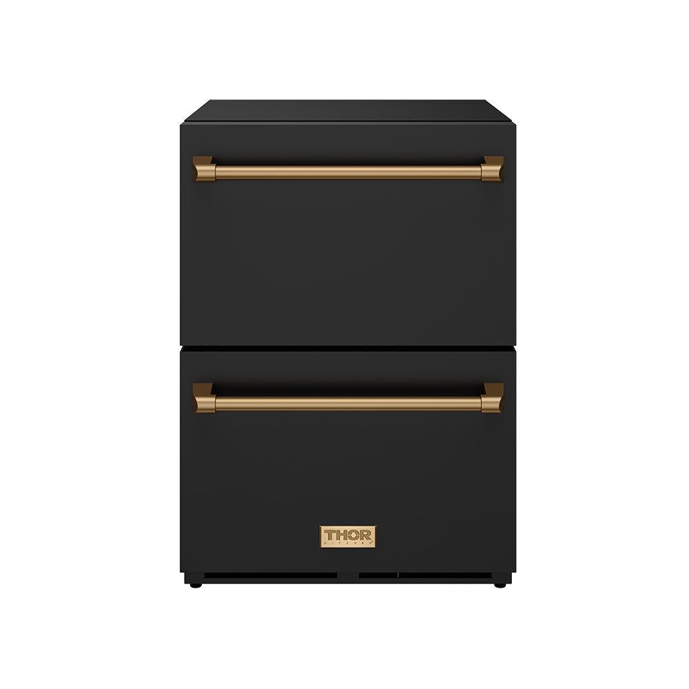 Thor Kitchen RZ24UBBRZ 24 Inch Undercounter Built-In / Freestanding Drawer Freezer - Black/Bronze Gordon Ramsay Series