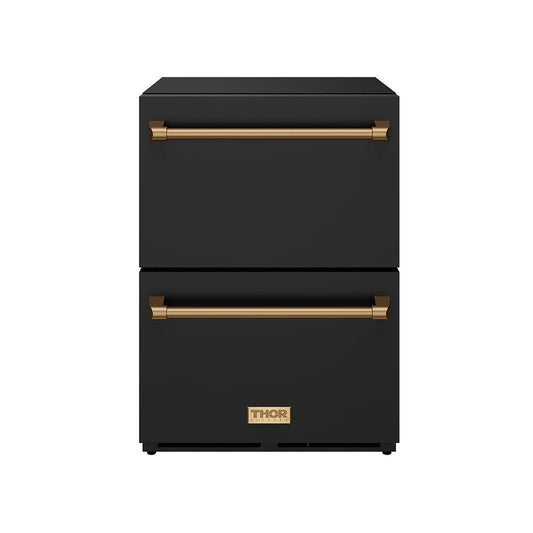 Thor Kitchen RZ24UBBRZ 24 Inch Undercounter Built-In / Freestanding Drawer Freezer - Black/Bronze Gordon Ramsay Series