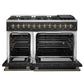 Forno FFSGS615648BLK Galiano 48-Inch Dual Fuel Range Black & Antique Brass Design With 8 Sealed Burners 107,000 Btu, 6.58 Cu. Ft. Double Ovens & Griddle
