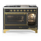 Ilve UM48FNR3MGG Ilve Um48Fnr3Mgg Majestic Iii 48 Inch Dual Fuel Range With 8 Burners And Griddle, Dual Function Burner Up To 25,000 Btu (Natural Gas, Triple Glass Door, Graphite Matte, Brass)