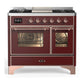Ilve UMD40FNR3BUP Ilve Umd40Fnr3Bup Majestic Iii 40 Inch Dual Fuel Range With 6 Burners And Griddle, Dual Function Burner Up To 25,000 Btu (Natural Gas, Triple Glass Door, Burgundy, Copper)