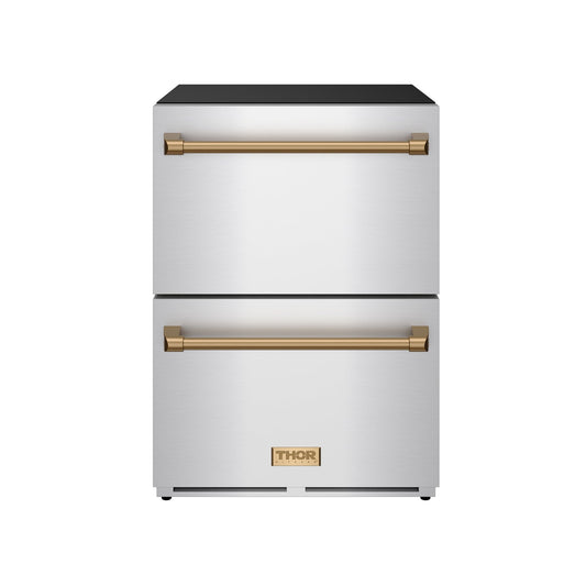 Thor Kitchen RF24UBRZ 24 Inch Undercounter Built-In Or Freestanding Drawer Refrigerator - Stainless Steel/Bronze Gordon Ramsay Series