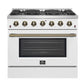 Forno FFSGS624436WHT Forno Galiano 36-Inch Freestanding Gas Range In White With Antique Brass Design, 6 Burners, 83,000 Btu, 5.36 Cu.Ft. Convection Oven
