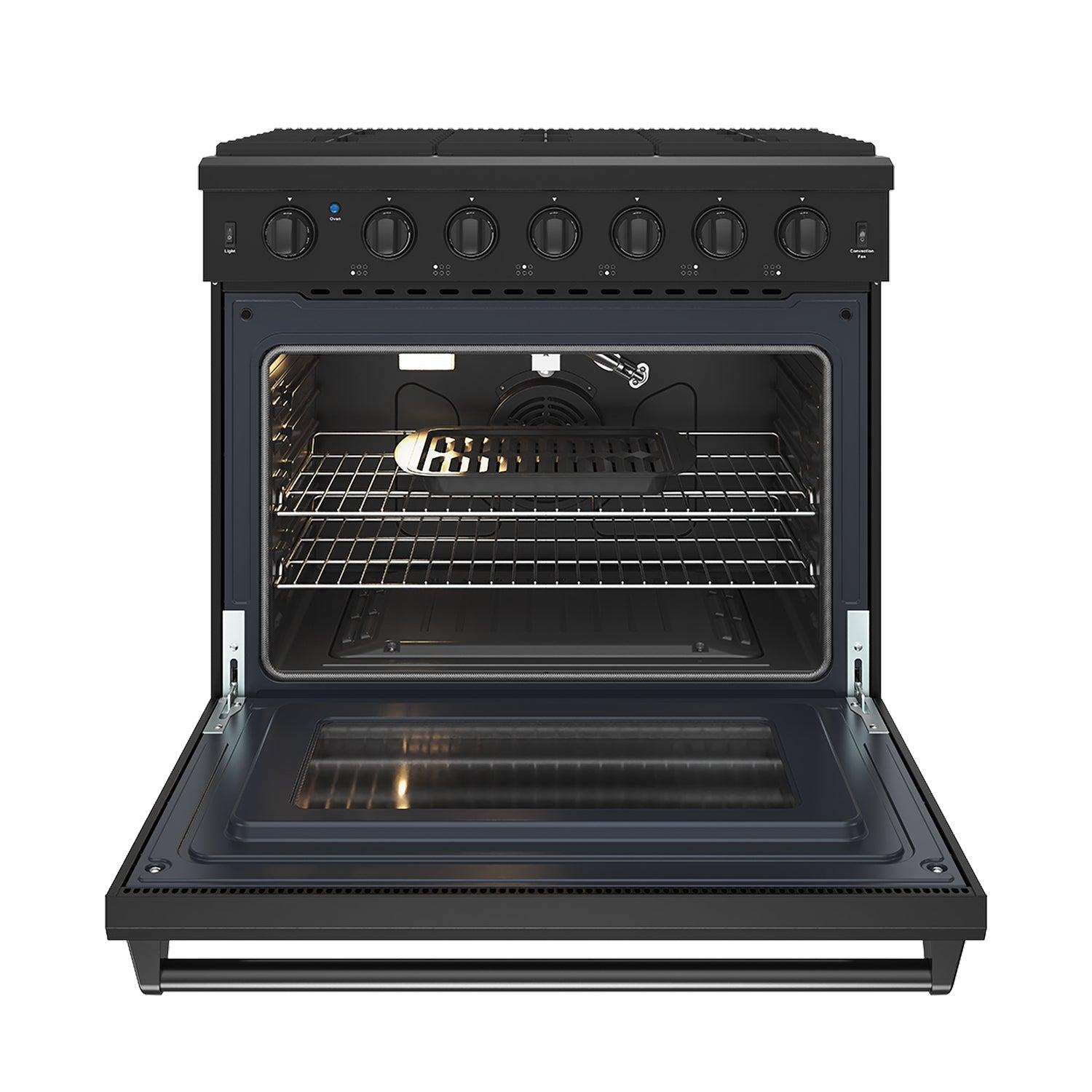 Thor Kitchen LRG3601UB 36 Inch Professional Gas Range In Black